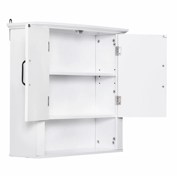 HOMCOM Armoire Haute Murale De Salle De Bain Ou WC Placard 2 Portes 2 étagères Niche Dim. 60L X 20l X 58H Cm MDF Panneaux Particules Blanc 4 HOMCOM Armoire Haute Murale De Salle De Bain Ou WC Placard 2 Portes 2 étagères Niche Dim. 60L X 20l X 58H Cm MDF Panneaux Particules Blanc – Image 4