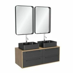 Aurlane Pack Meuble SDB 120cm Suspendu 4 Tiroirs_2 Vasques Noires Rectangles + 2 Miroirs - UBY 120 6 Aurlane Pack Meuble SDB 120cm Suspendu 4 Tiroirs_2 Vasques Noires Rectangles + 2 Miroirs - UBY 120 -Paris Prix boutique B2CD 641