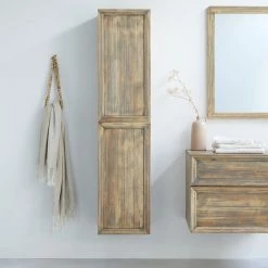 BOIS DESSUS BOIS DESSOUS Colonne De Salle De Bain En Hévéa Massif Suspendue