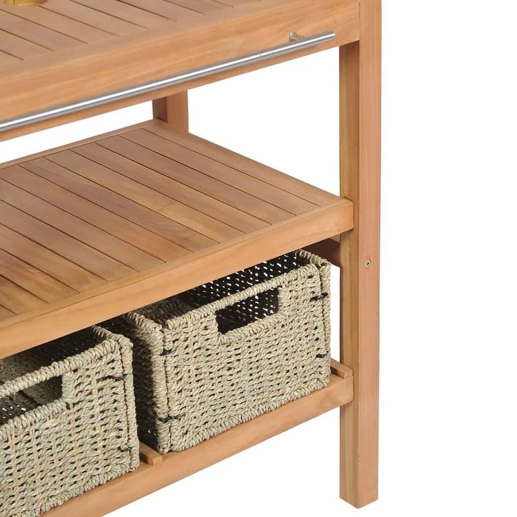 VIDAXL Meuble De Salle De Bain Avec 2 Paniers Teck Massif 74x45x75 Cm 5 VIDAXL Meuble De Salle De Bain Avec 2 Paniers Teck Massif 74x45x75 Cm – Image 5