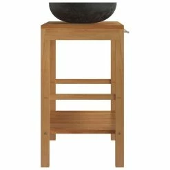 VIDAXL Armoire De Toilette En Teck Solide Avec Lavabo En Marbre Noir 8 VIDAXL Armoire De Toilette En Teck Solide Avec Lavabo En Marbre Noir -Paris Prix boutique B2CD 68