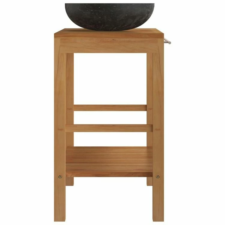 VIDAXL Armoire De Toilette En Teck Solide Avec Lavabo En Marbre Noir 3 VIDAXL Armoire De Toilette En Teck Solide Avec Lavabo En Marbre Noir – Image 3