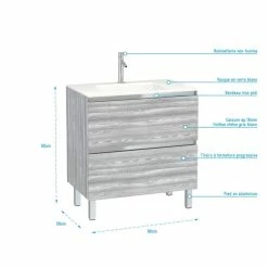 Aurlane Pack Meuble De Salle De Bain 80x50 Cm Chêne Gris-blanc - 2 Tiroirs - Vasque En Verre Blanc 8 Aurlane Pack Meuble De Salle De Bain 80x50 Cm Chêne Gris-blanc - 2 Tiroirs - Vasque En Verre Blanc -Paris Prix boutique B2CD 685