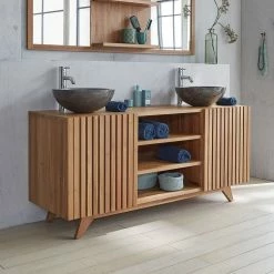 BOIS DESSUS BOIS DESSOUS Meuble Double Vasque En Teck Massif 160 Cm -Paris Prix boutique B2CD 689