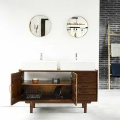 BOIS DESSUS BOIS DESSOUS Meuble Double Vasque En Mindi Massif 135 Cm 8 BOIS DESSUS BOIS DESSOUS Meuble Double Vasque En Mindi Massif 135 Cm -Paris Prix boutique B2CD 699