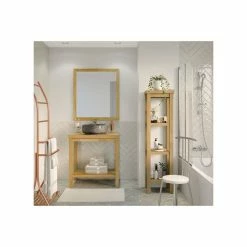 HELLIN Colonne De Salle De Bain En Bois Avec 3 étagères - PARIS 5 HELLIN Colonne De Salle De Bain En Bois Avec 3 étagères - PARIS -Paris Prix boutique B2CD 726