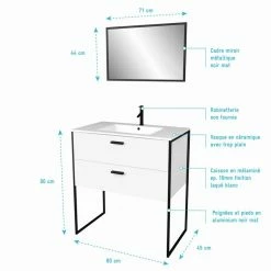Aurlane Ensemble Meuble De Salle De Bain - Blanc Avec Pieds Style Industriel - 2 Tiroirs - Vasque Blanche 8 Aurlane Ensemble Meuble De Salle De Bain - Blanc Avec Pieds Style Industriel - 2 Tiroirs - Vasque Blanche -Paris Prix boutique B2CD 730