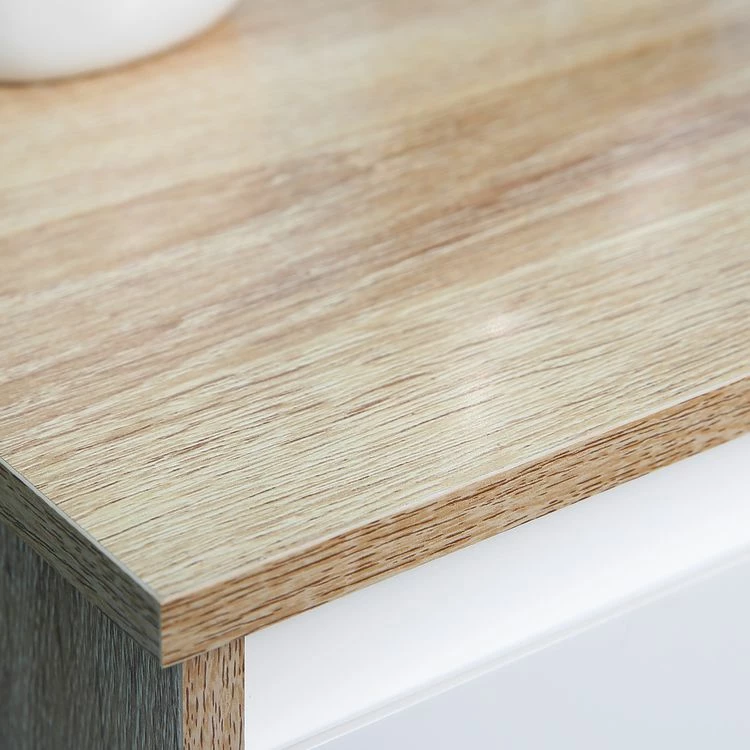 KLEANKIN Meuble Colonne Bas Salle De Bain Style Cosy Dim. 32L X 30l X 90H Cm Porte étagère Tiroir MDF Blanc Aspect Chêne Clair 5 KLEANKIN Meuble Colonne Bas Salle De Bain Style Cosy Dim. 32L X 30l X 90H Cm Porte étagère Tiroir MDF Blanc Aspect Chêne Clair – Image 5