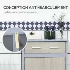 KLEANKIN Meuble De Salle De Bain Meuble De Rangement Bas Avec 1 Tiroir Et 1 Placard Double Porte MDF Gris Et Aspect Chêne Clair 11 KLEANKIN Meuble De Salle De Bain Meuble De Rangement Bas Avec 1 Tiroir Et 1 Placard Double Porte MDF Gris Et Aspect Chêne Clair -Paris Prix boutique B2CD 758