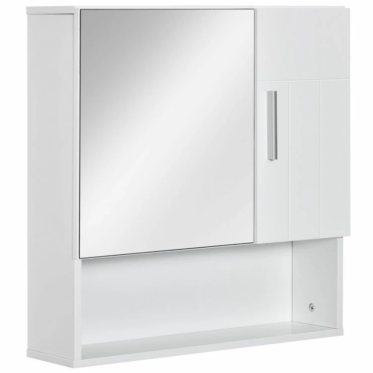 KLEANKIN Armoire Murale Miroir De Salle De Bain - 2 Portes, étagères, Niche - Dim. 54L X 15,2l X 55,3H Cm - MDF Blanc 1 KLEANKIN Armoire Murale Miroir De Salle De Bain - 2 Portes, étagères, Niche - Dim. 54L X 15,2l X 55,3H Cm - MDF Blanc