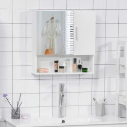 KLEANKIN Armoire Murale Miroir De Salle De Bain - 2 Portes, étagères, Niche - Dim. 54L X 15,2l X 55,3H Cm - MDF Blanc 9 KLEANKIN Armoire Murale Miroir De Salle De Bain - 2 Portes, étagères, Niche - Dim. 54L X 15,2l X 55,3H Cm - MDF Blanc -Paris Prix boutique B2CD 762