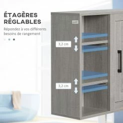 KLEANKIN Armoire Haute Murale De Salle De Bain Ou WC Placard 1 Porte 3 Niches Dim. 48L X 20l X 50H Cm Panneaux Particules Gris 11 KLEANKIN Armoire Haute Murale De Salle De Bain Ou WC Placard 1 Porte 3 Niches Dim. 48L X 20l X 50H Cm Panneaux Particules Gris -Paris Prix boutique B2CD 794