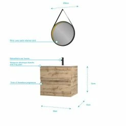 Aurlane Pack Meuble SDB 60cm Suspendu 2 Tiroirs Chene_Vasque Blanche + Miroir Barber - TIMBER 60_Pack32 8 Aurlane Pack Meuble SDB 60cm Suspendu 2 Tiroirs Chene_Vasque Blanche + Miroir Barber - TIMBER 60_Pack32 -Paris Prix boutique B2CD 798