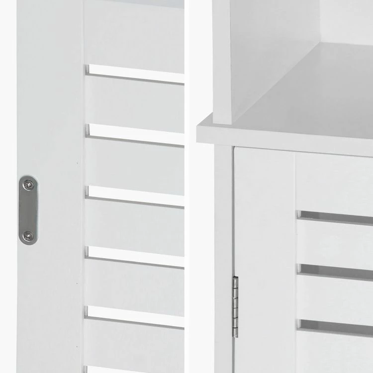 ALICE'S HOME Colonne De Rangement Salle De Bain - Rivage - 5 étagères. 1 Porte Ajourée. 5 Niveaux De Rangement 4 ALICE'S HOME Colonne De Rangement Salle De Bain - Rivage - 5 étagères. 1 Porte Ajourée. 5 Niveaux De Rangement – Image 4