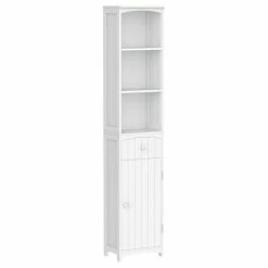 HOMCOM Meuble Colonne De Salle De Bain Moderne 34L X 24l X 170H Cm Blanc