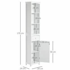 HOMCOM Meuble Colonne De Salle De Bain Moderne 34L X 24l X 170H Cm Blanc -Paris Prix boutique B2CD 827