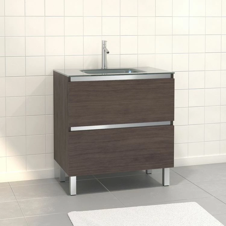 Aurlane Pack Meuble De Salle De Bain 80x50 Cm Graphite - 2 Tiroirs - Vasque En Argent 1 Aurlane Pack Meuble De Salle De Bain 80x50 Cm Graphite - 2 Tiroirs - Vasque En Argent