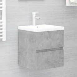 VIDAXL Armoire D'evier Avec Lavabo Integre Gris Beton Agglomere