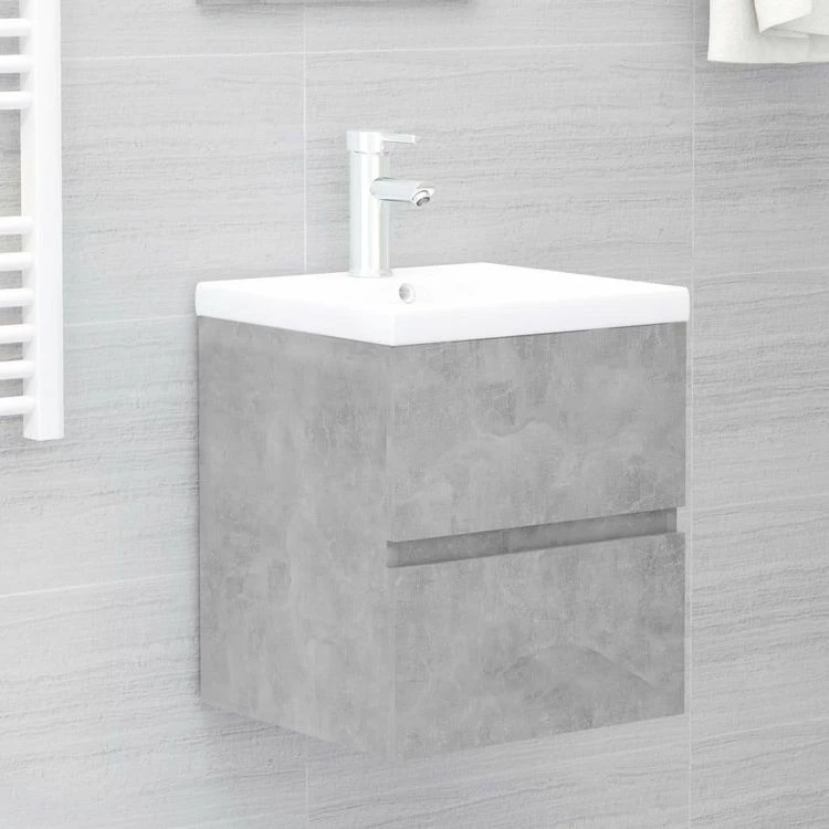 VIDAXL Armoire D'evier Avec Lavabo Integre Gris Beton Agglomere 1 VIDAXL Armoire D'evier Avec Lavabo Integre Gris Beton Agglomere