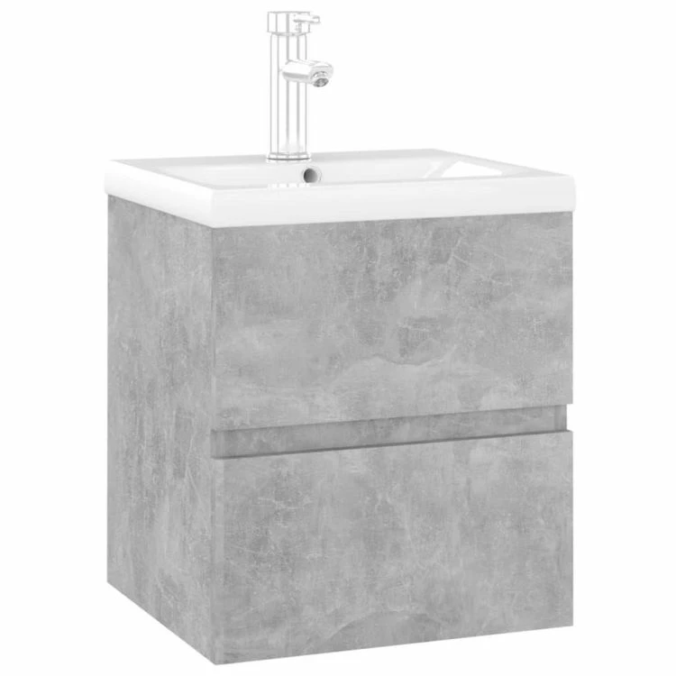 VIDAXL Armoire D'evier Avec Lavabo Integre Gris Beton Agglomere 2 VIDAXL Armoire D'evier Avec Lavabo Integre Gris Beton Agglomere – Image 2