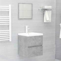 VIDAXL Armoire D'evier Avec Lavabo Integre Gris Beton Agglomere 8 VIDAXL Armoire D'evier Avec Lavabo Integre Gris Beton Agglomere -Paris Prix boutique B2CD 885