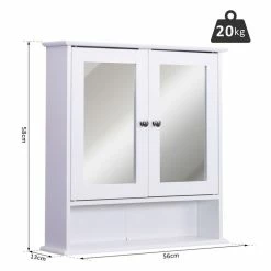 HOMCOM Armoire Murale étagère Salle De Bain 56L X 13l X 58H Cm Double Porte Miroir étagère Réglable MDF Blanc 8 HOMCOM Armoire Murale étagère Salle De Bain 56L X 13l X 58H Cm Double Porte Miroir étagère Réglable MDF Blanc -Paris Prix boutique B2CD 896