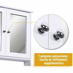 HOMCOM Armoire Murale étagère Salle De Bain 56L X 13l X 58H Cm Double Porte Miroir étagère Réglable MDF Blanc 10 HOMCOM Armoire Murale étagère Salle De Bain 56L X 13l X 58H Cm Double Porte Miroir étagère Réglable MDF Blanc -Paris Prix boutique B2CD 898