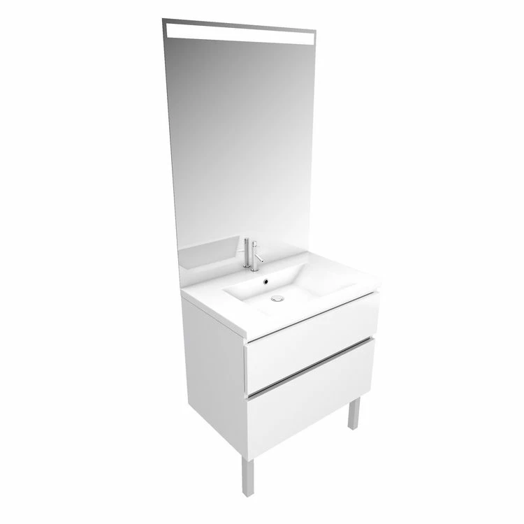 Aurlane Meuble Salle De Bain 80 Cm Blanc - Avec Tiroirs - Vasque Et Miroir - MERELY WHITE 80 3 Aurlane Meuble Salle De Bain 80 Cm Blanc - Avec Tiroirs - Vasque Et Miroir - MERELY WHITE 80 – Image 3
