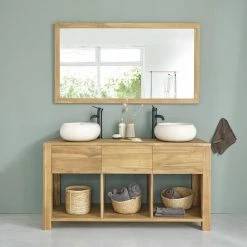 BOIS DESSUS BOIS DESSOUS Meuble Double Vasque En Teck Massif 145 Cm