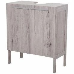 HOMCOM Meuble Salle De Bain - Meuble Sous-vasque - Placard 2 Portes Avec étagère - Dim. 60L X 30l X 70H Cm - MDF Imitation Bois Gris