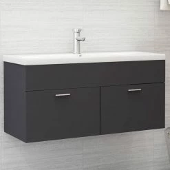 VIDAXL Armoire D'evier Avec Lavabo Integre Gris Agglomere