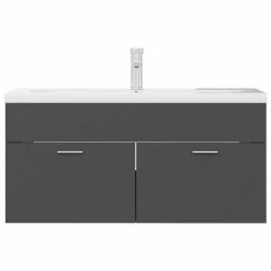 VIDAXL Armoire D'evier Avec Lavabo Integre Gris Agglomere -Paris Prix boutique B2CD 936