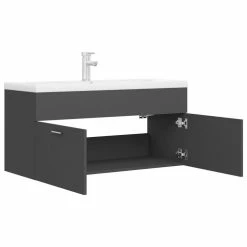 VIDAXL Armoire D'evier Avec Lavabo Integre Gris Agglomere -Paris Prix boutique B2CD 938