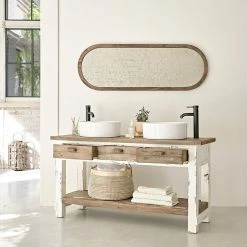 BOIS DESSUS BOIS DESSOUS Meuble Double Vasque En Pin Recyclé Massif -Paris Prix boutique B2CD 948