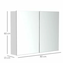 HOMCOM Armoire Miroir De Salle De Bain Armoire Murale Double Portes Et étagères Dim. 80L X 15l X 60H Cm MDF Blanc 8 HOMCOM Armoire Miroir De Salle De Bain Armoire Murale Double Portes Et étagères Dim. 80L X 15l X 60H Cm MDF Blanc -Paris Prix boutique B2CD 960