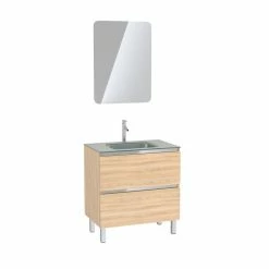 Aurlane Pack Meuble De Salle De Bain 80x50 Cm Chêne Blond + Vasque Argent + Miroir LED 60x80 7 Aurlane Pack Meuble De Salle De Bain 80x50 Cm Chêne Blond + Vasque Argent + Miroir LED 60x80 -Paris Prix boutique B2CD 972