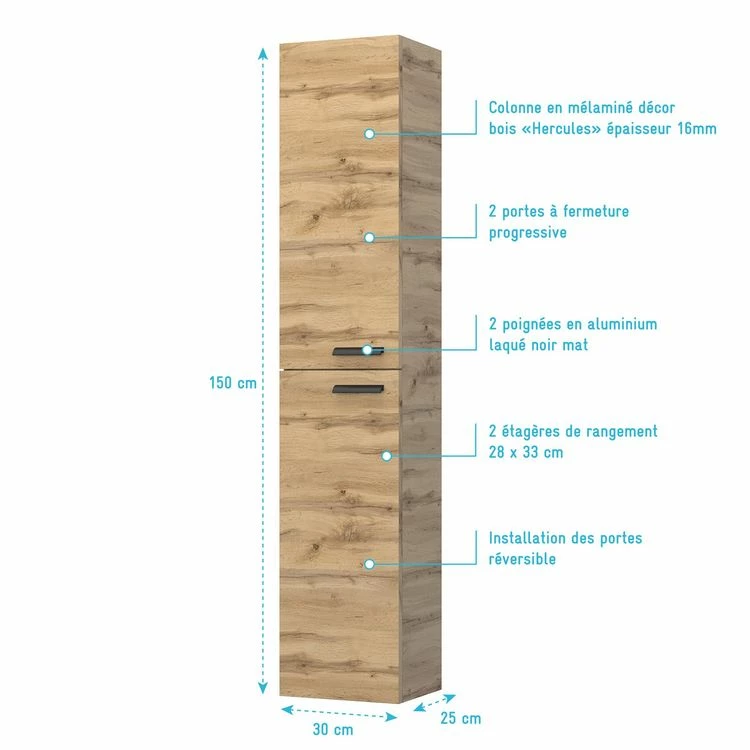 Aurlane Colonne De Douche En Mélaminé Décor Bois 25x30x150cm - BOX-IN Column 5 Aurlane Colonne De Douche En Mélaminé Décor Bois 25x30x150cm - BOX-IN Column – Image 5