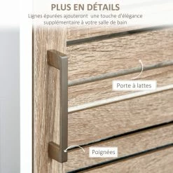 KLEANKIN Meuble Colonne Rangement Salle De Bain Style Cosy Dim. 34L X 26l X 172H Cm 3 Niches Porte Aspect Bois Lattes 3 étagères 11 KLEANKIN Meuble Colonne Rangement Salle De Bain Style Cosy Dim. 34L X 26l X 172H Cm 3 Niches Porte Aspect Bois Lattes 3 étagères -Paris Prix boutique B2CD 992